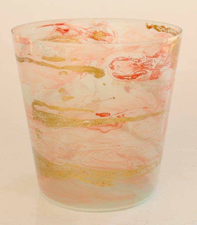 Glass Pink & Gold Glass Vase